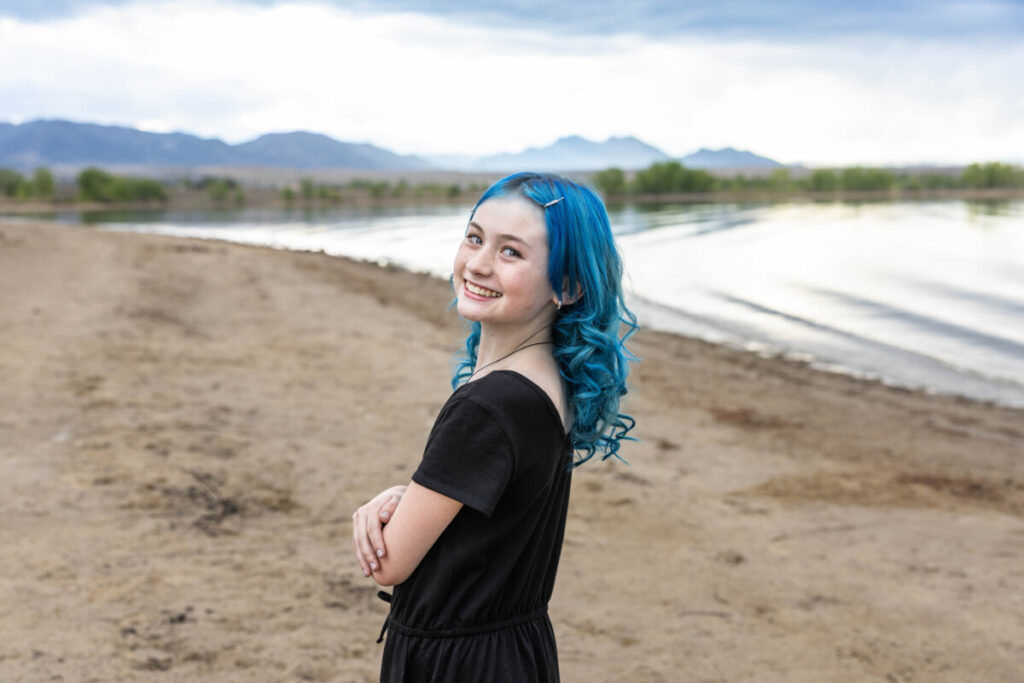 Colorado photographer at Standley Lake at sunset