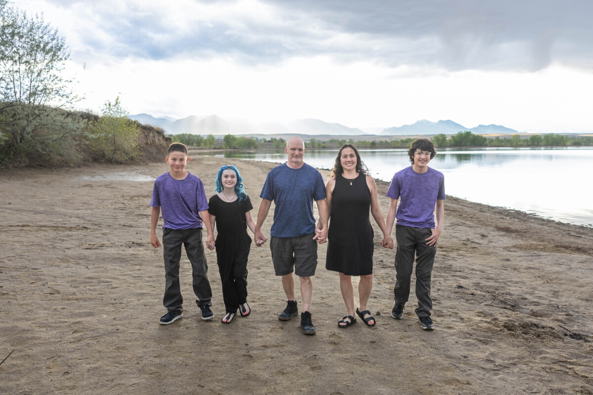 Littleton family photographer at sunset in Colorado