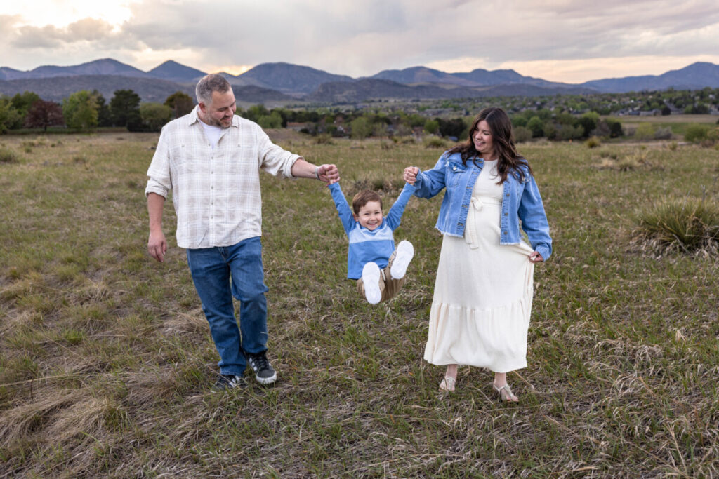 Family mini session in Colorado at sunset