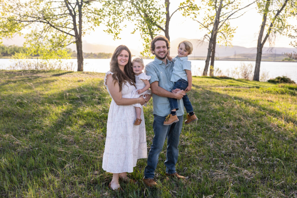 Littleton family photographer in Colorado at sunset