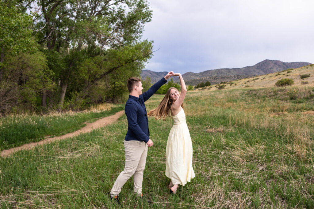 Couple in love in Colorado at their engagement photo session