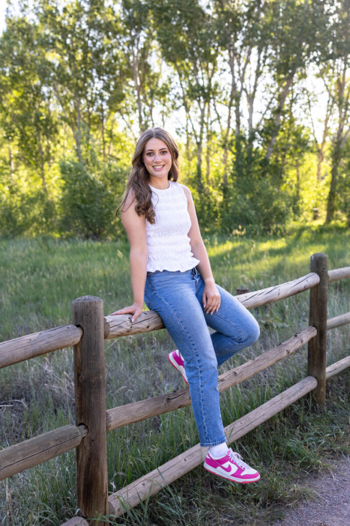 Colorado senior photo session at Lair o' the Bear park of active teen