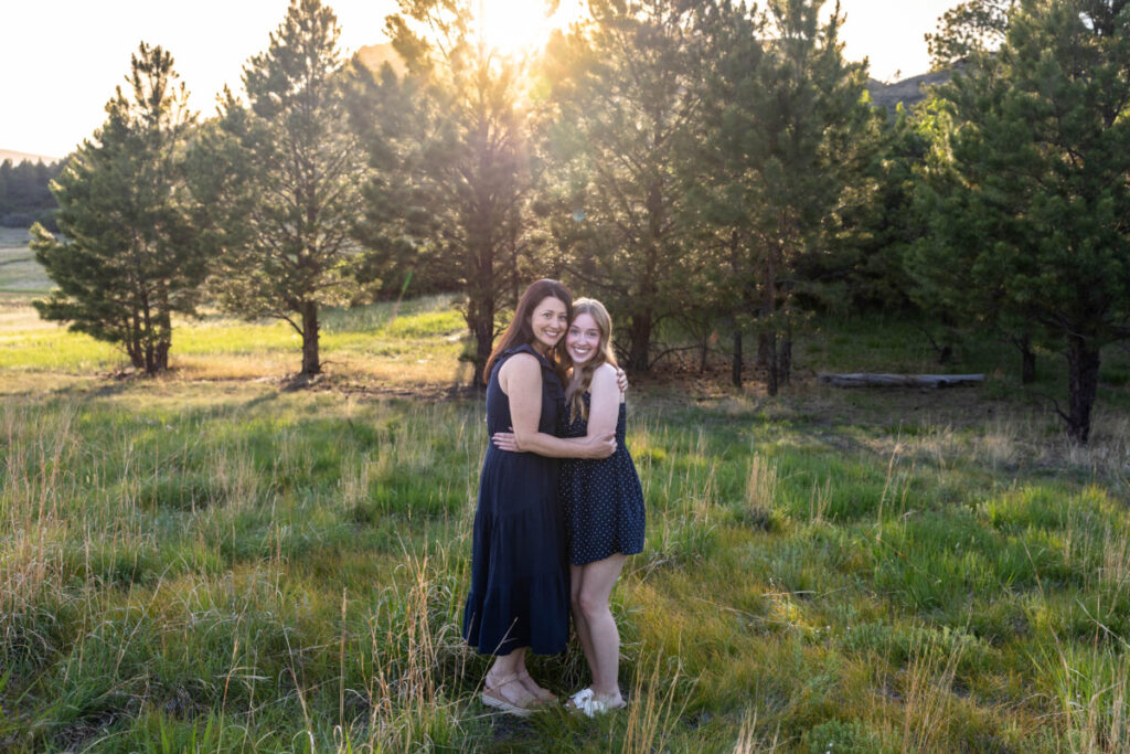Littleton family photographer of mother and daughter at sunset