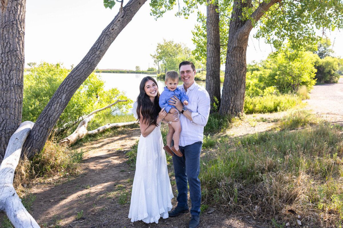 Littleton family photographer at Harriman Lake with toddler