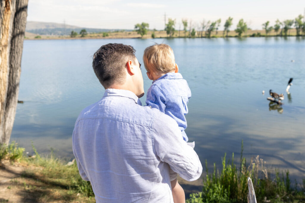 Colorado father and son at the lake