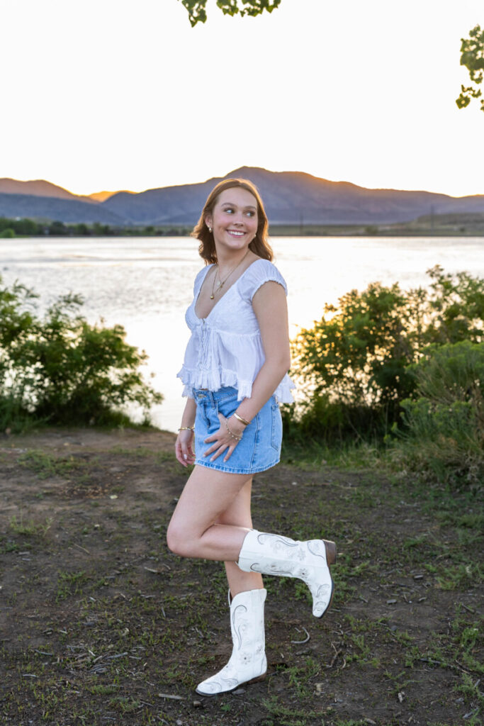 Littleton high school senior photographer in the Colorado foothills and lake