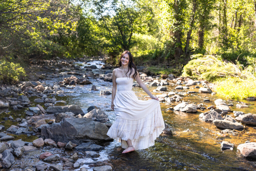 Colorado high school senior teenager photography session in river