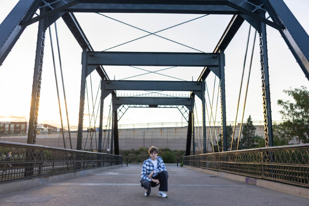 Denver Colorado bridge photography session with teen boy