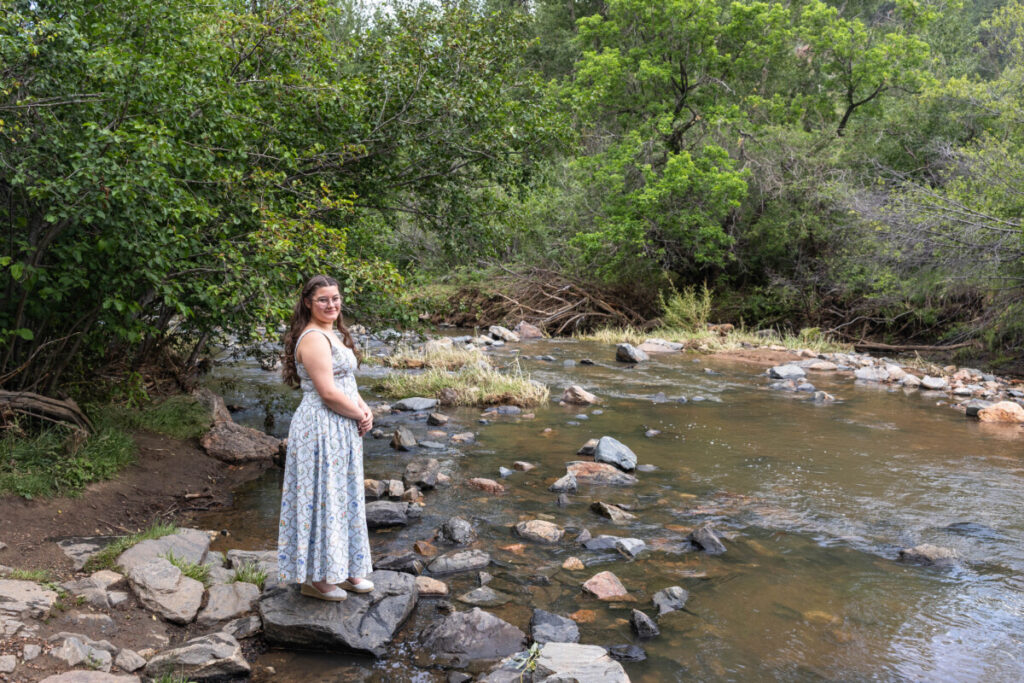 Colorado senior photography session in the river near Littleton
