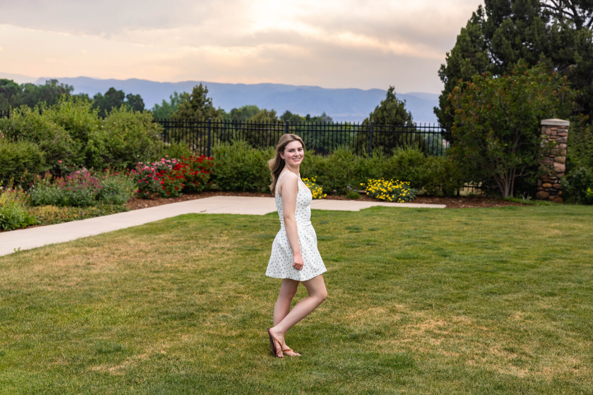 Colorado high school senior photography session with sunset over foothills