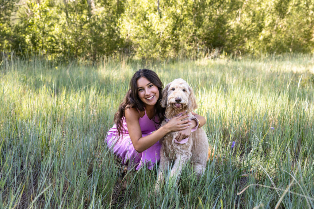 High school senior photography session in Colorado with a teenager and her dog