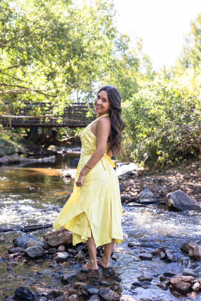 River photo session with a high school senior photographer in Colorado