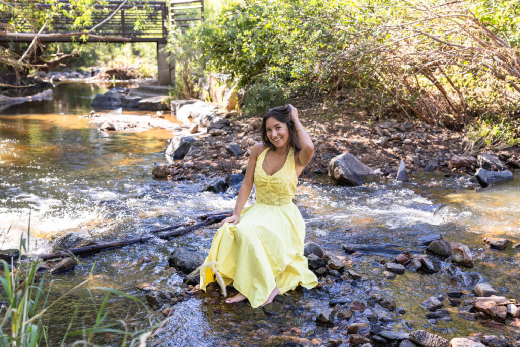 Littleton Colorado high school senior photography session in the river