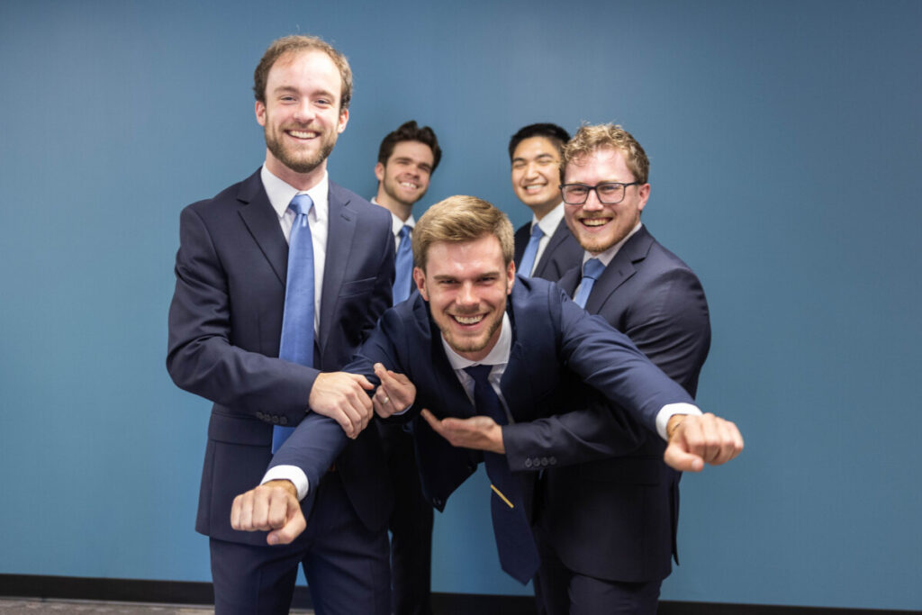 Groom with groomsmen before wedding in Colorado