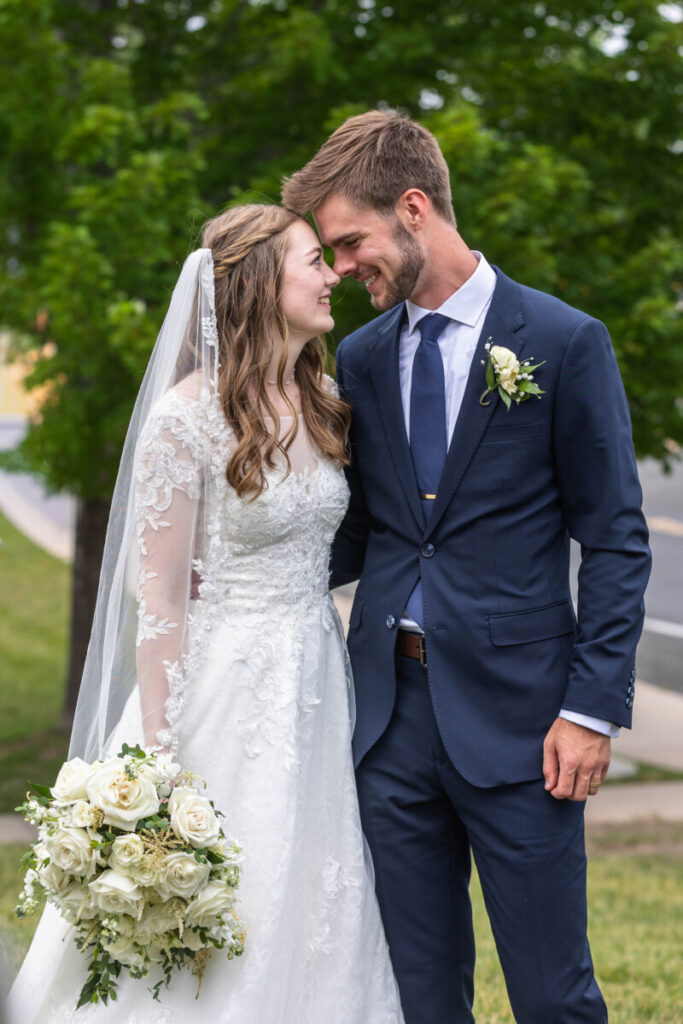 Bride and groom in love at their Colorado wedding
