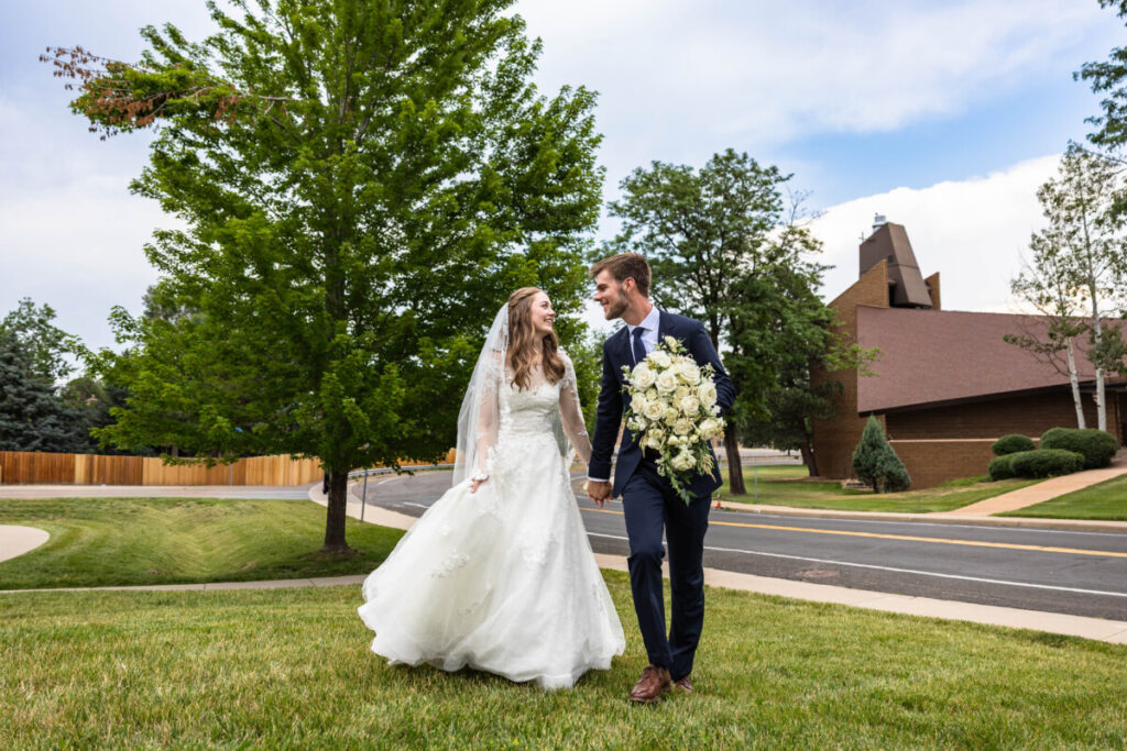 Bride and groom at Colorado wedding