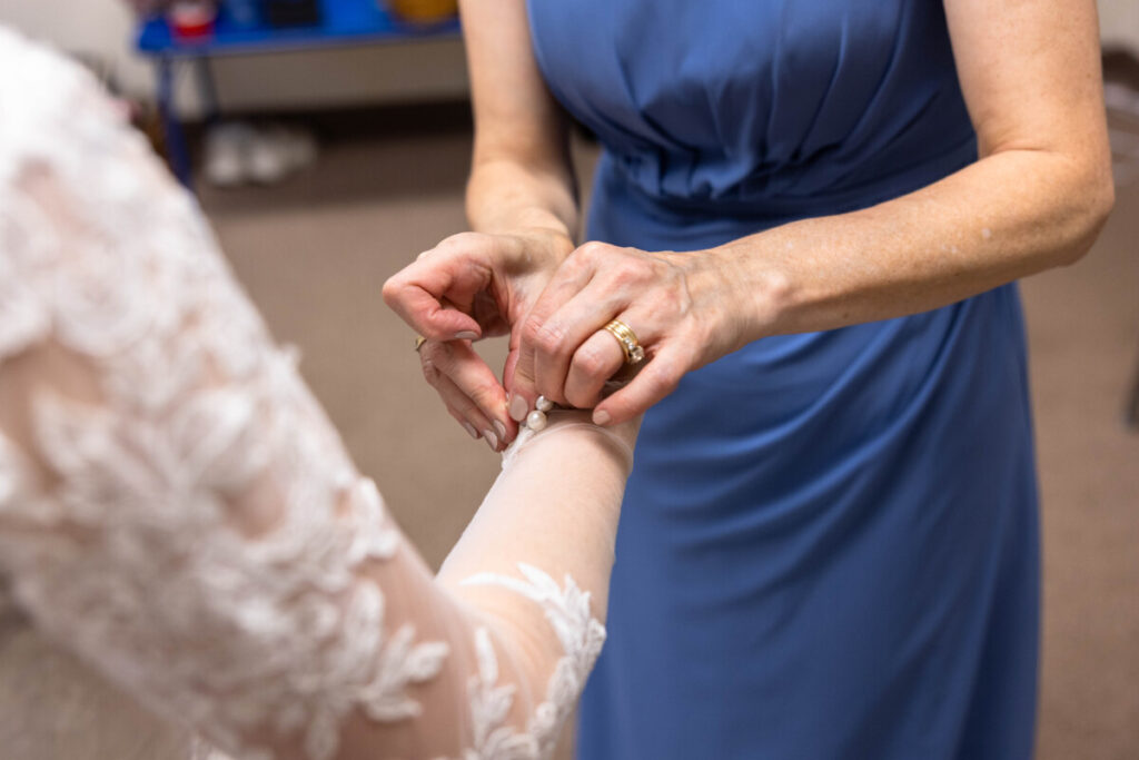 Bride getting ready for wedding ceremony