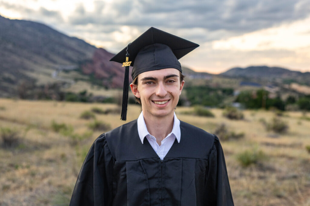 High school senior cap and gown graduation photography session