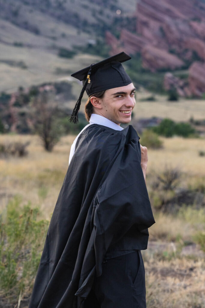 Cap and gown graduation photographer