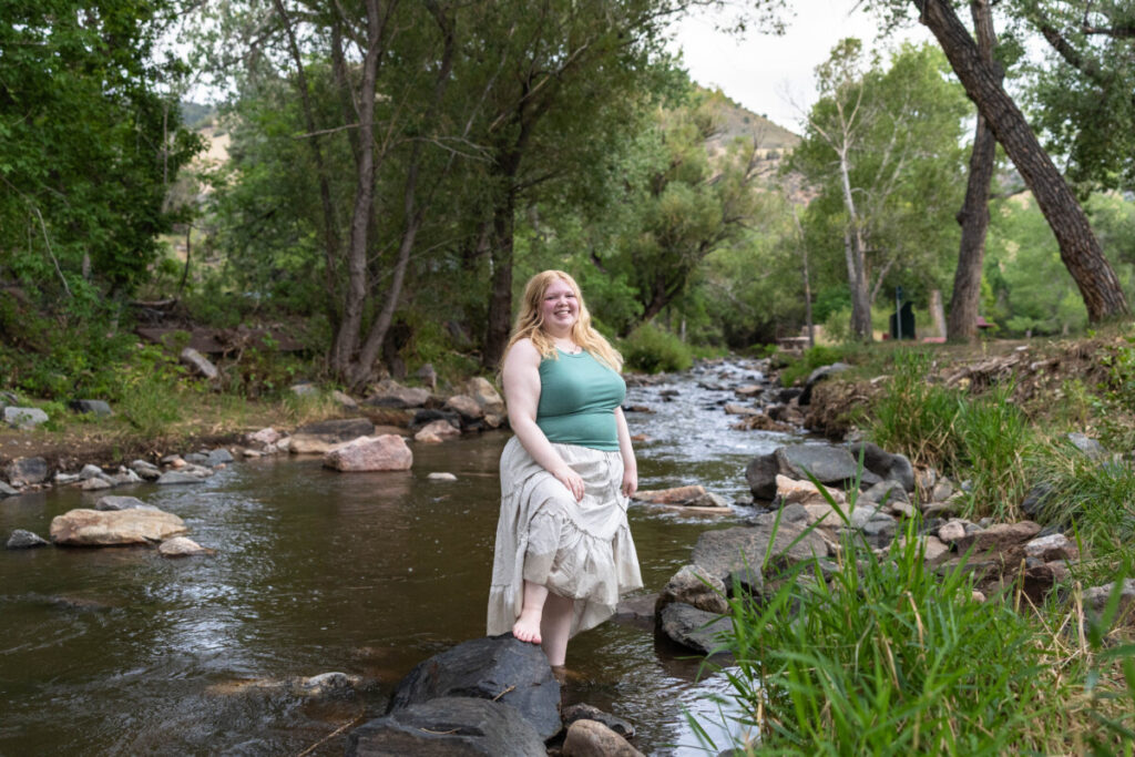 Colorado high school senior photography session in a river
