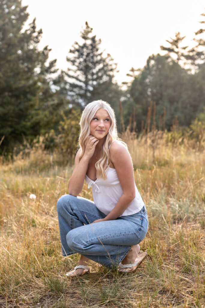 Colorado senior photography session in the foothills at sunset