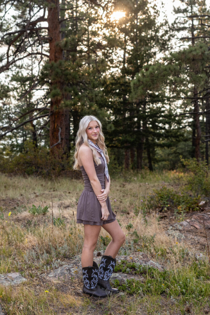 Littleton high school senior photography session in Colorado at sunset