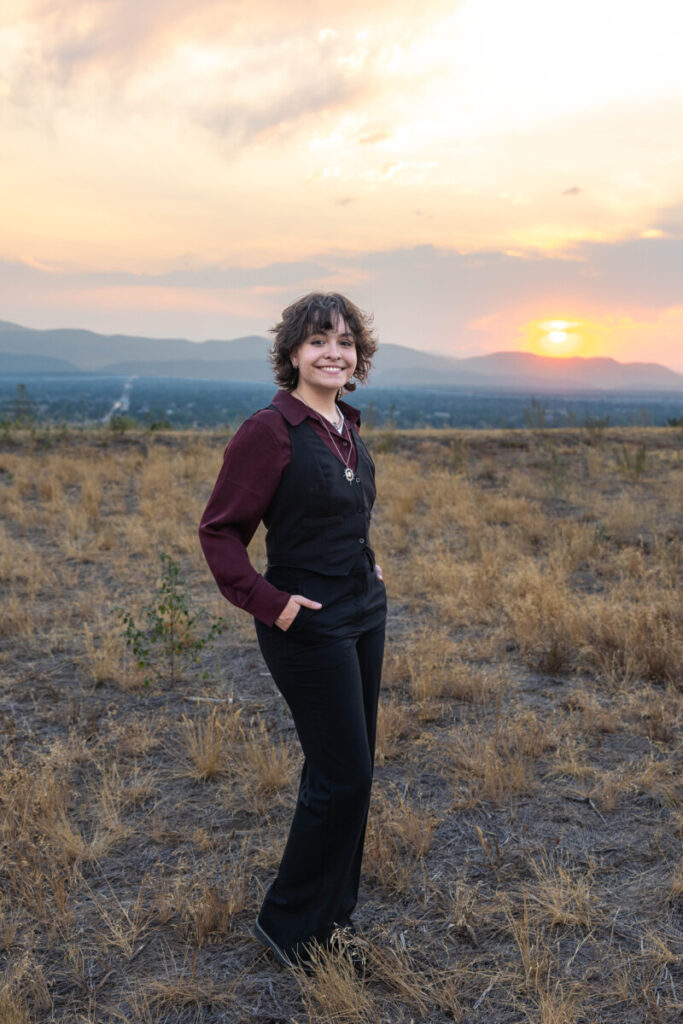 Littleton high school senior teen photo session in the Colorado foothills at sunset