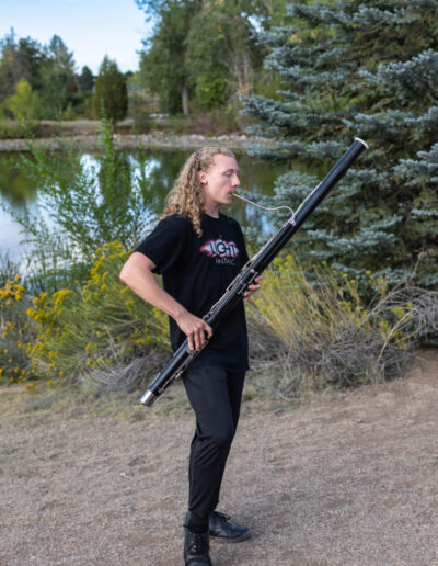 Colorado high school senior photography session with a bassoon