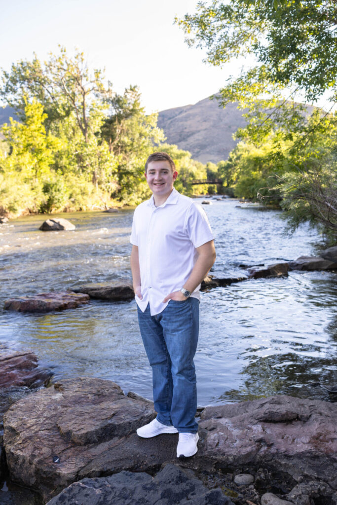 Colorado river high school senior photography session at sunset