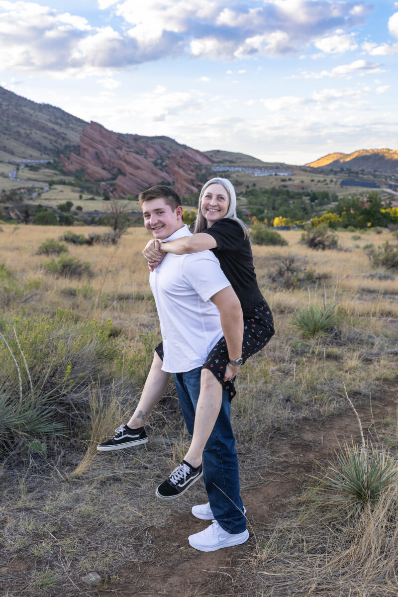 Colorado family photography session with mother and son at Red Rocks