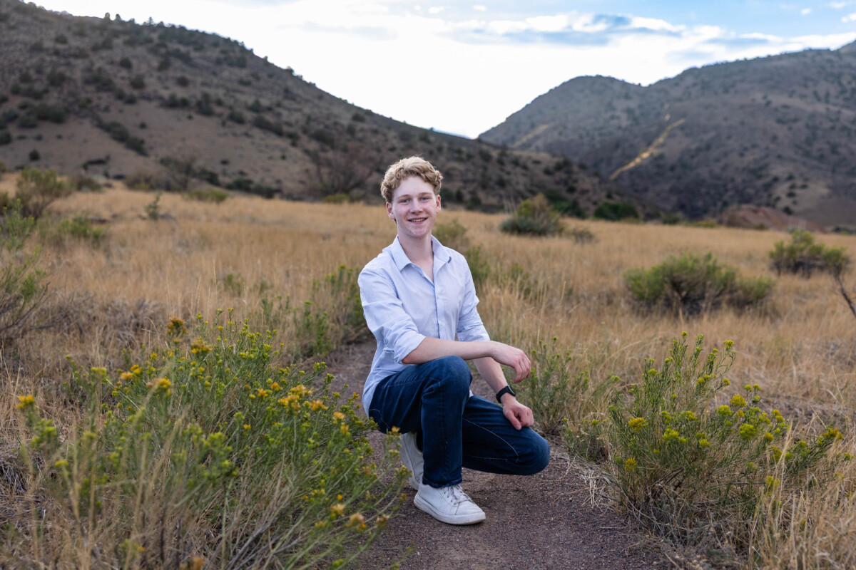 Colorado foothills high school teen senior photography session at sunset