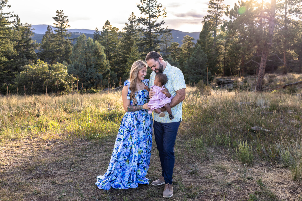 Littleton family photographer in Colorado mountains with baby girl