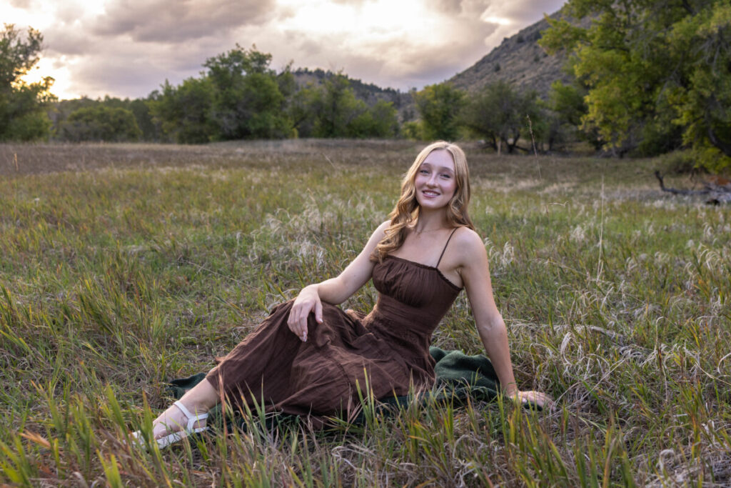 Colorado high school senior photography photo session in the foothills at sunset