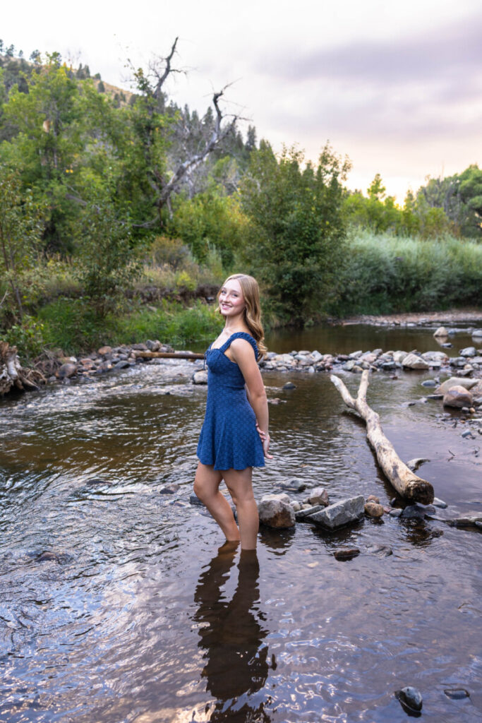 Littleton Colorado high school senior photographer in river