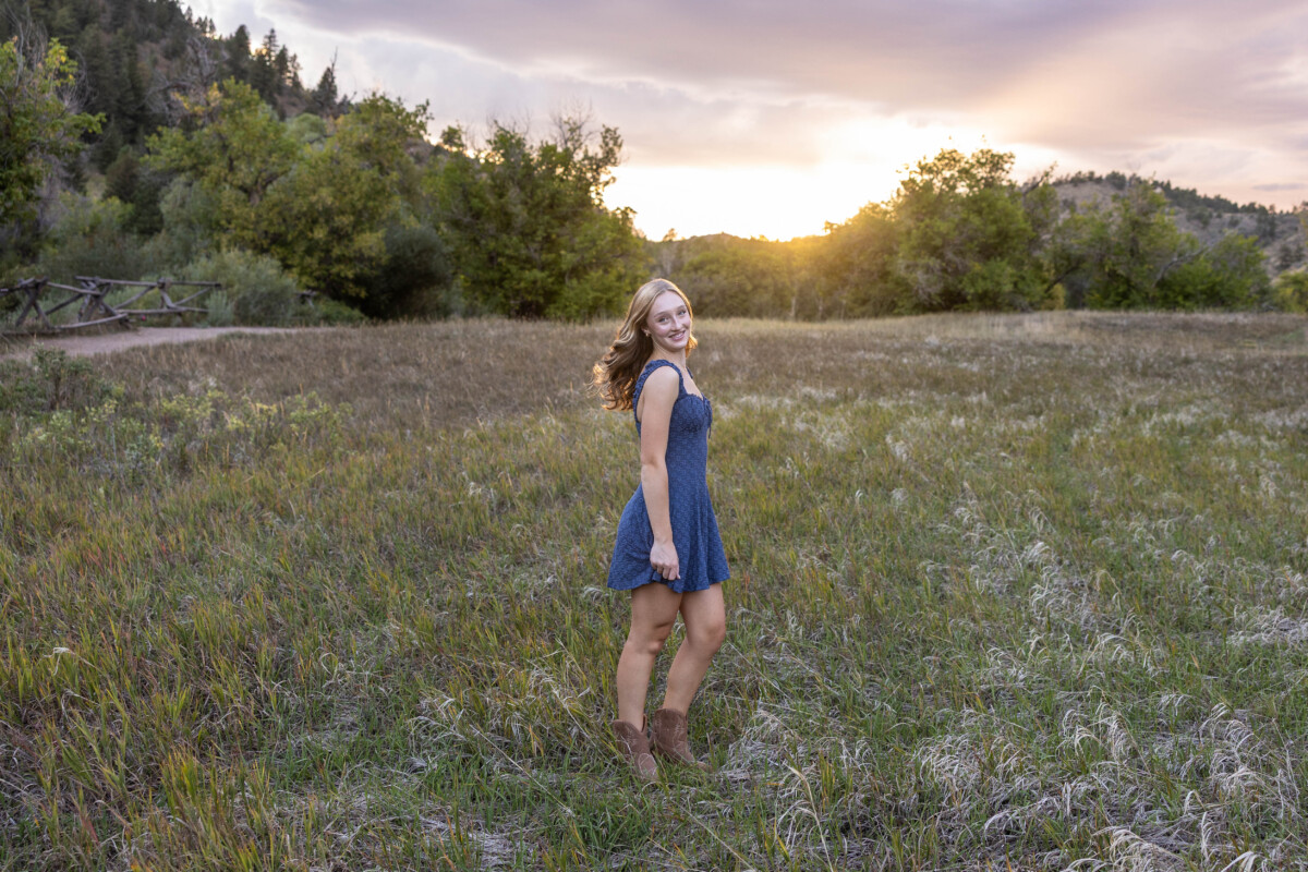 Littleton Colorado high school senior photography session at sunset in the foothills