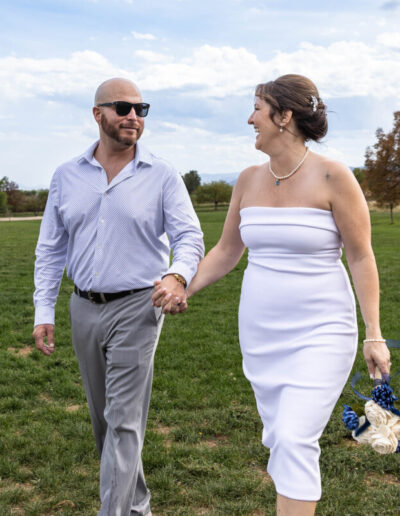 Littleton Colorado wedding photographer at local park of bride and groom