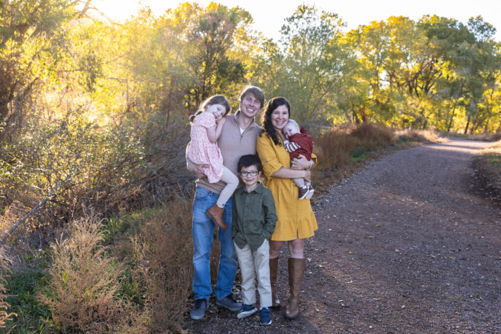 Littleton family photographer in the fall at sunset