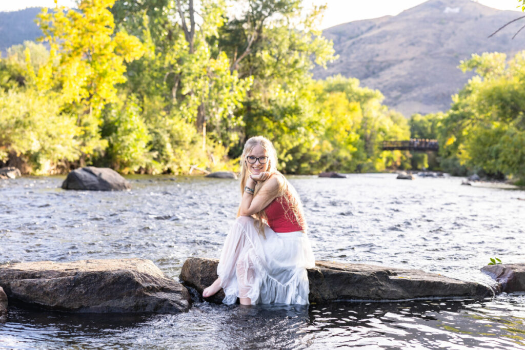 Colorado high school senior photographer in Golden along Clear Creek river