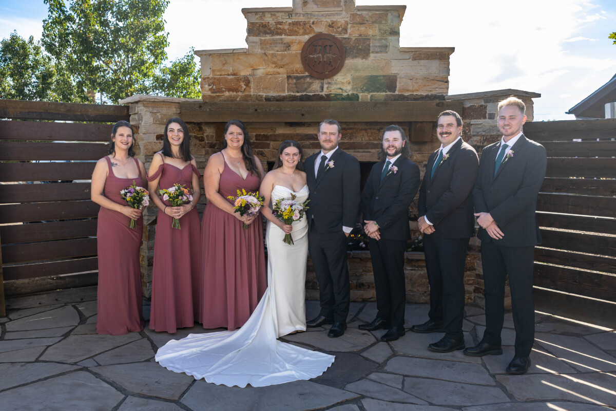 Littleton wedding party photographer with bridemaids and groomsmen