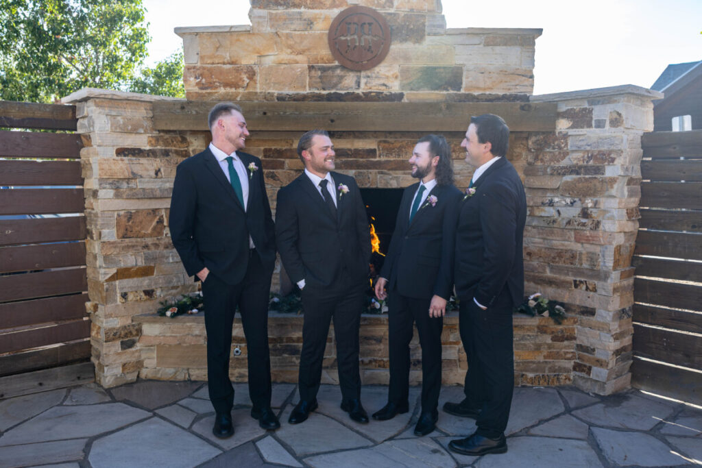 Littleton wedding photographer with groom and groomsmen