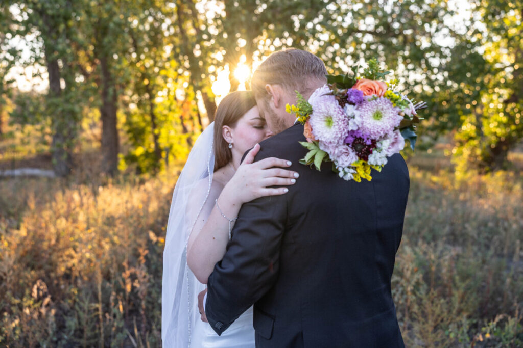 Littleton wedding photographer in Colorado in the fall leaves