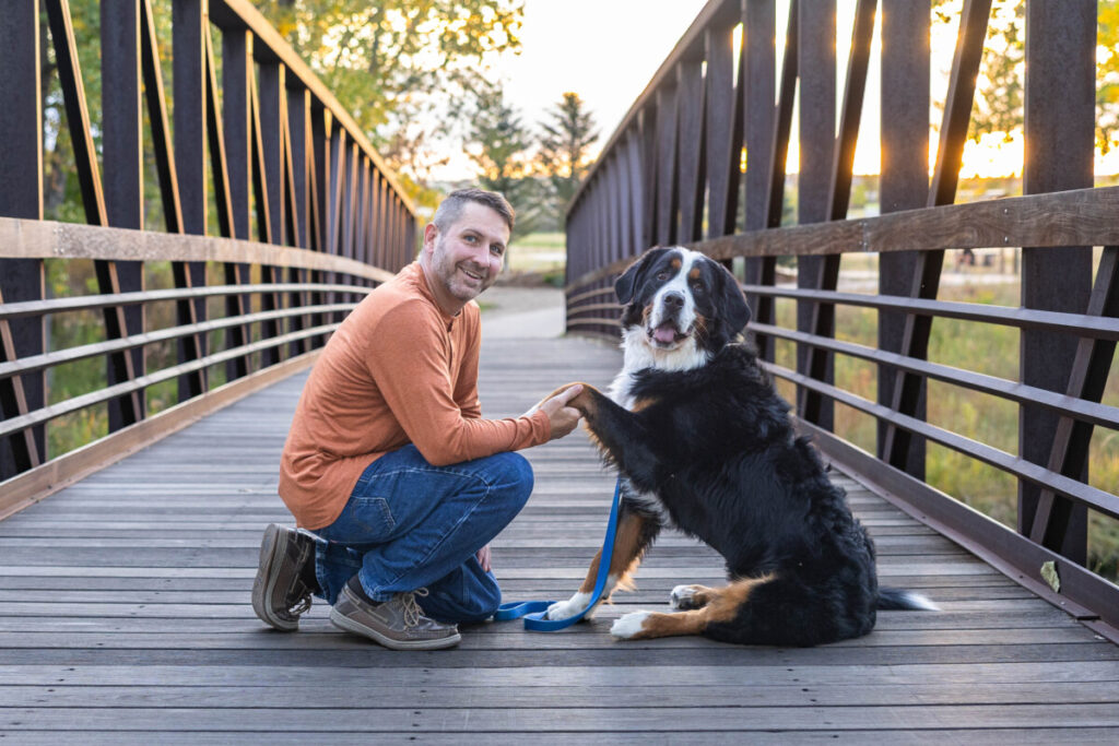 Colorado photographer with Bernese Mountain Dog