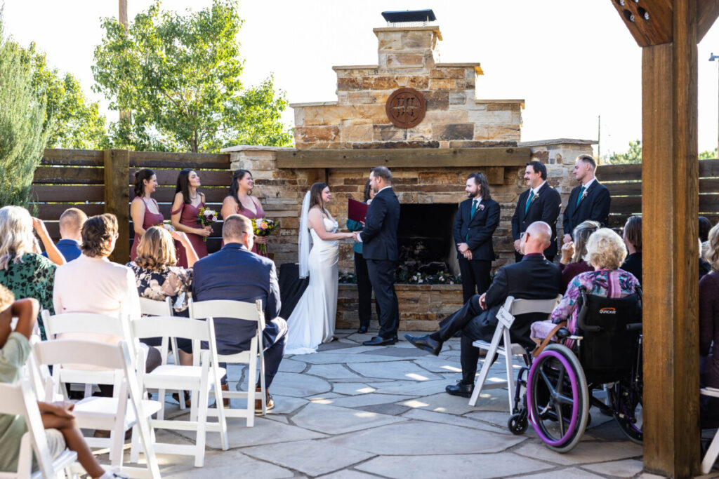 Colorado wedding photographer ceremony at Breckenridge Brewery in Littleton