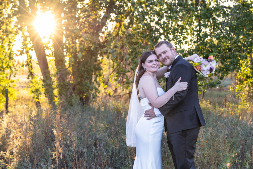 Littleton wedding photographer at sunset in the fall