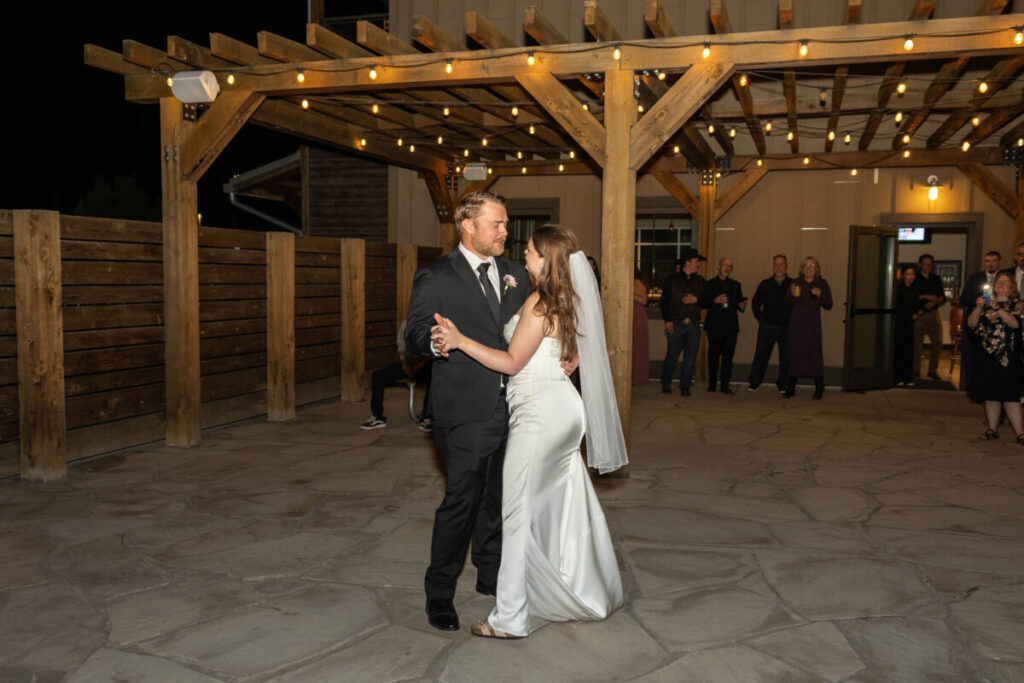 Colorado wedding photographer first dance with bride and groom