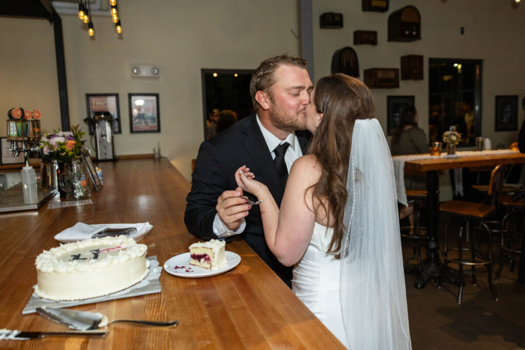 Colorado wedding photography at Breckenridge Brewery in Littleton with bride and groom